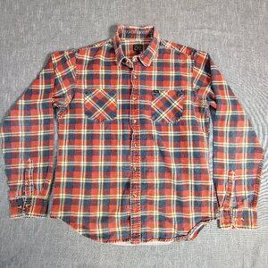 Obey Shirt Size Large Plaid Flannel Button Down‎ Long Sleeve Andre Eyes